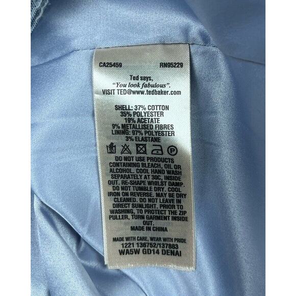 Ted Baker Denai Jacquard Dress Geo Print Pleated Skirt Fit Flare Size 1 US 2 - Picture 9 of 9